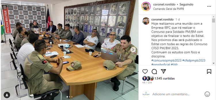 Concurso da Polícia Militar e Corpo de Bombeiros da Paraíba tem texto final do Edital definido